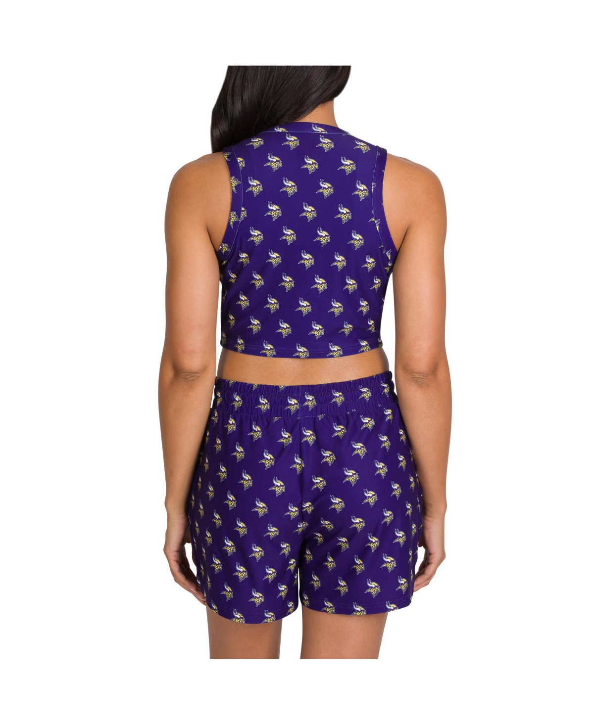Concepts Sport Women's Minnesota Vikings Gauge Allover Print Cropped Tank Top Shorts Sleep Set In Blue