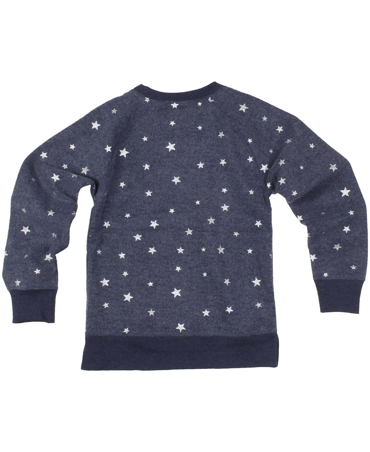 Wes & Willy Wes Willy Big Girls Navy Dallas Cowboys Shimmer Star Reverse Fleece Pullover Sweatshirt In Blue