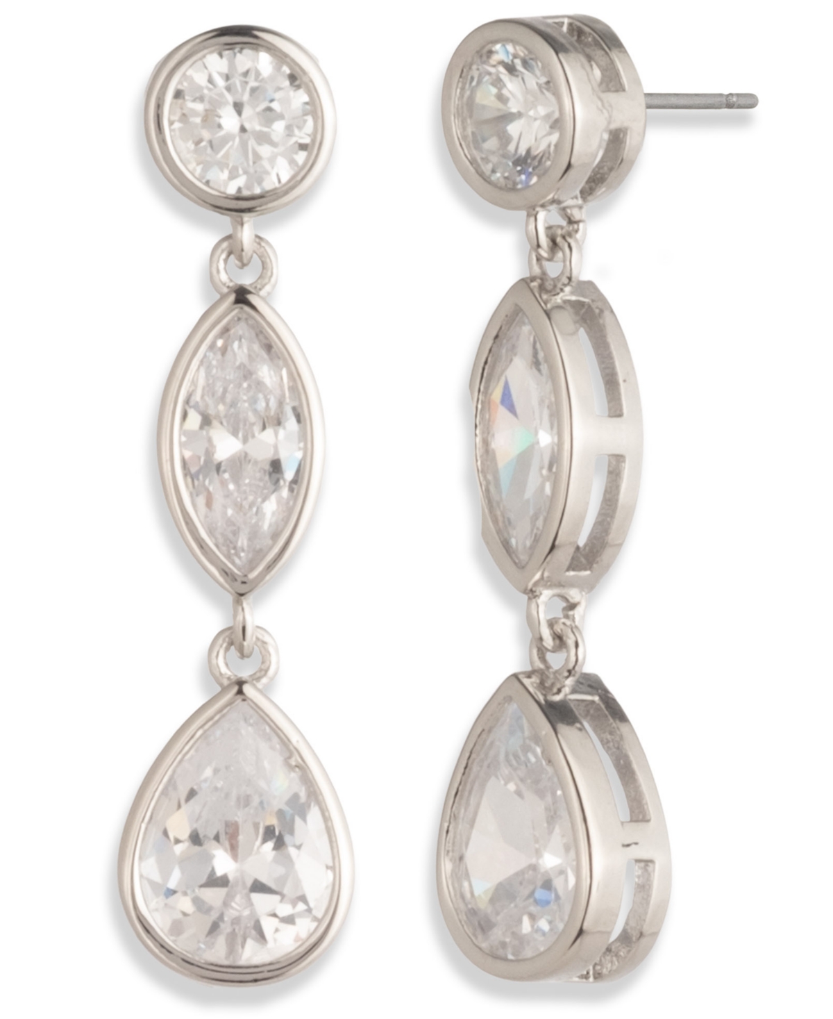 Givenchy Glass Stone Triple Drop Pierced Earrings In Metallic