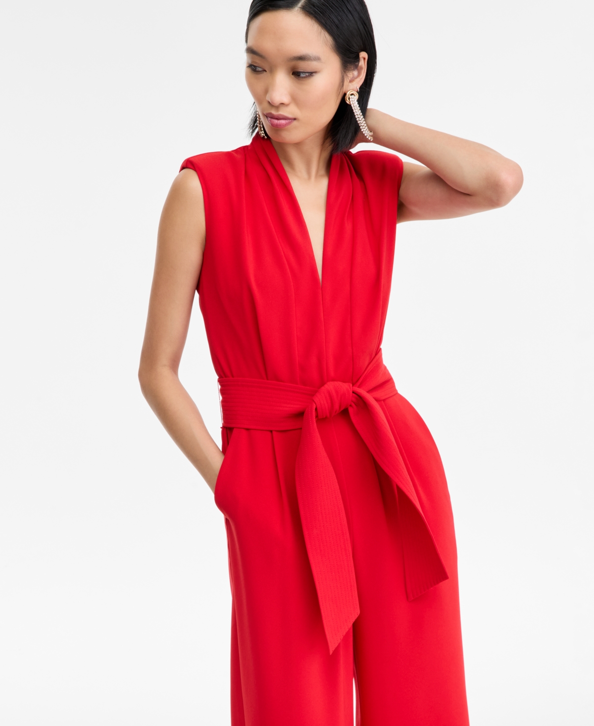 I.n.c. International Concepts Women's Sleeveless Shawl-Collar Jumpsuit, Macy's Exclusive