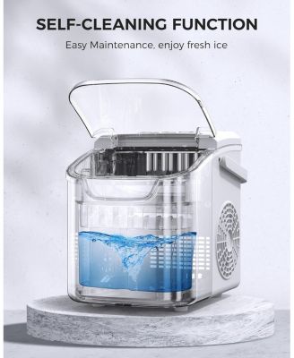 Countertop Ice Maker Machine, 8 Ice Cubes in 6 mins, 26lb/Day Ice with 2 Sizes- Portable Mini, Basket/Scoop for Home/Party/Bar