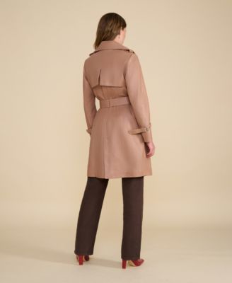 Women's Leather Trench Coat, Created for Macy's