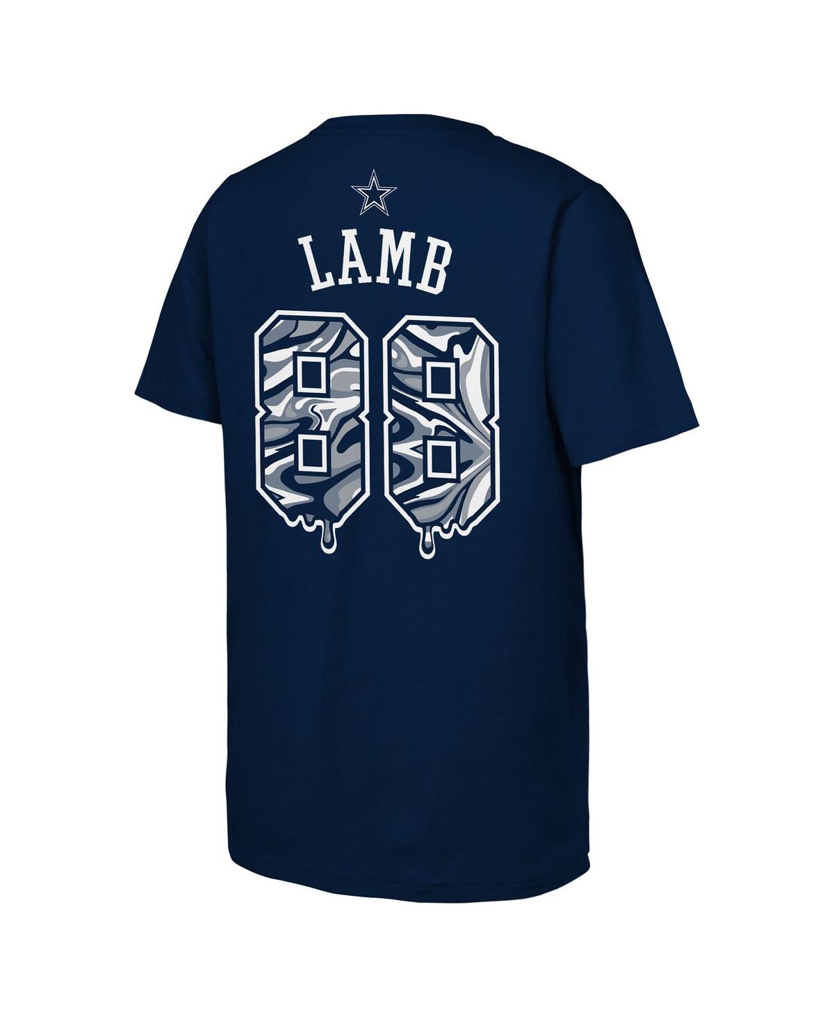 Outerstuff Big Boys And Girls Ceedee Lamb Navy Dallas Cowboys Mainliner Drip Player Name Number T-shirt In Blue