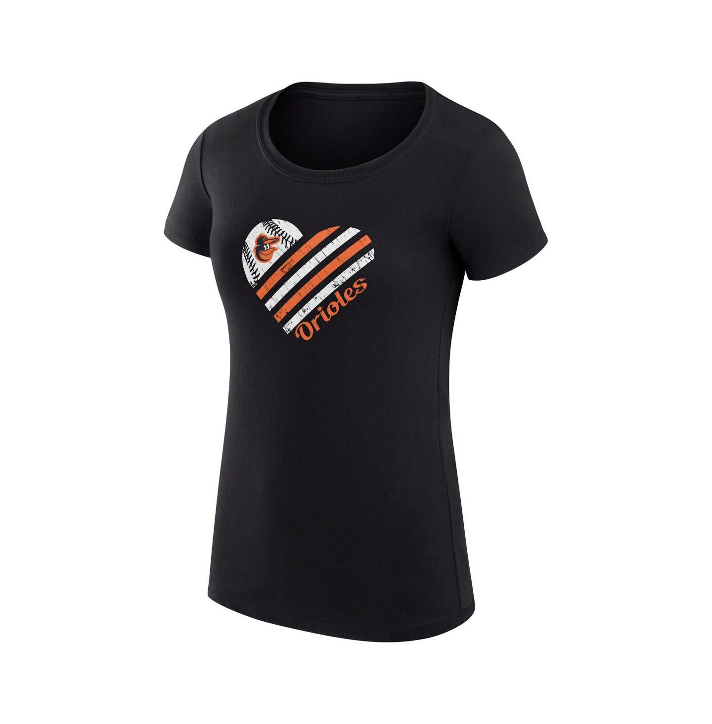 Женская футболка G-III 4Her by Carl Banks Black Baltimore Orioles Super-Slim Fit Lightweight Heart Graphic — фото 2