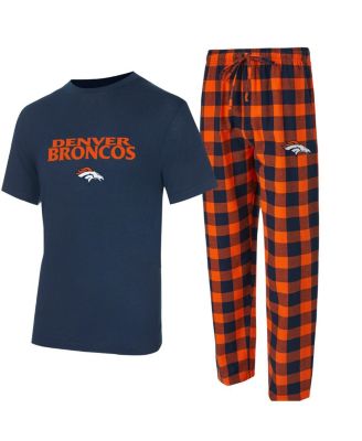 Concepts Sport - Men's Navy/Orange Denver Broncos Avondale T-shirt and Flannel Pants Set