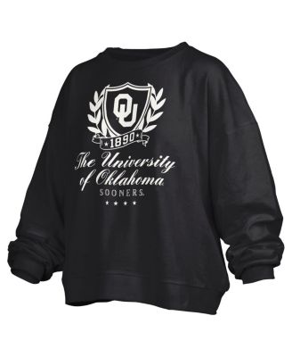 Women's Black Oklahoma Sooners Big Aug Script Janice Oversized Pullover Sweatshirt