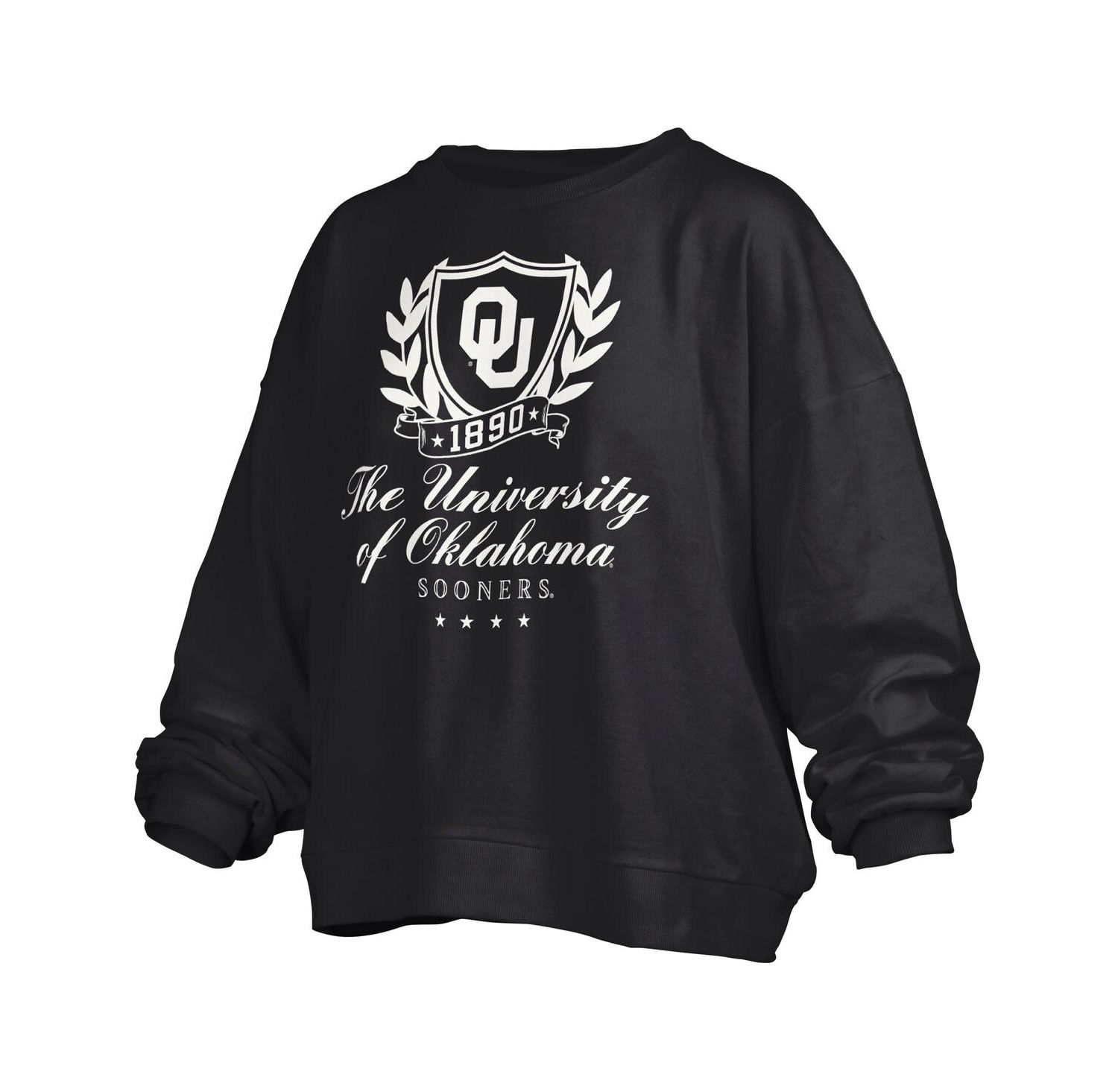 Women's Black Oklahoma Sooners Big Aug Script Janice Oversized Pullover Sweatshirt