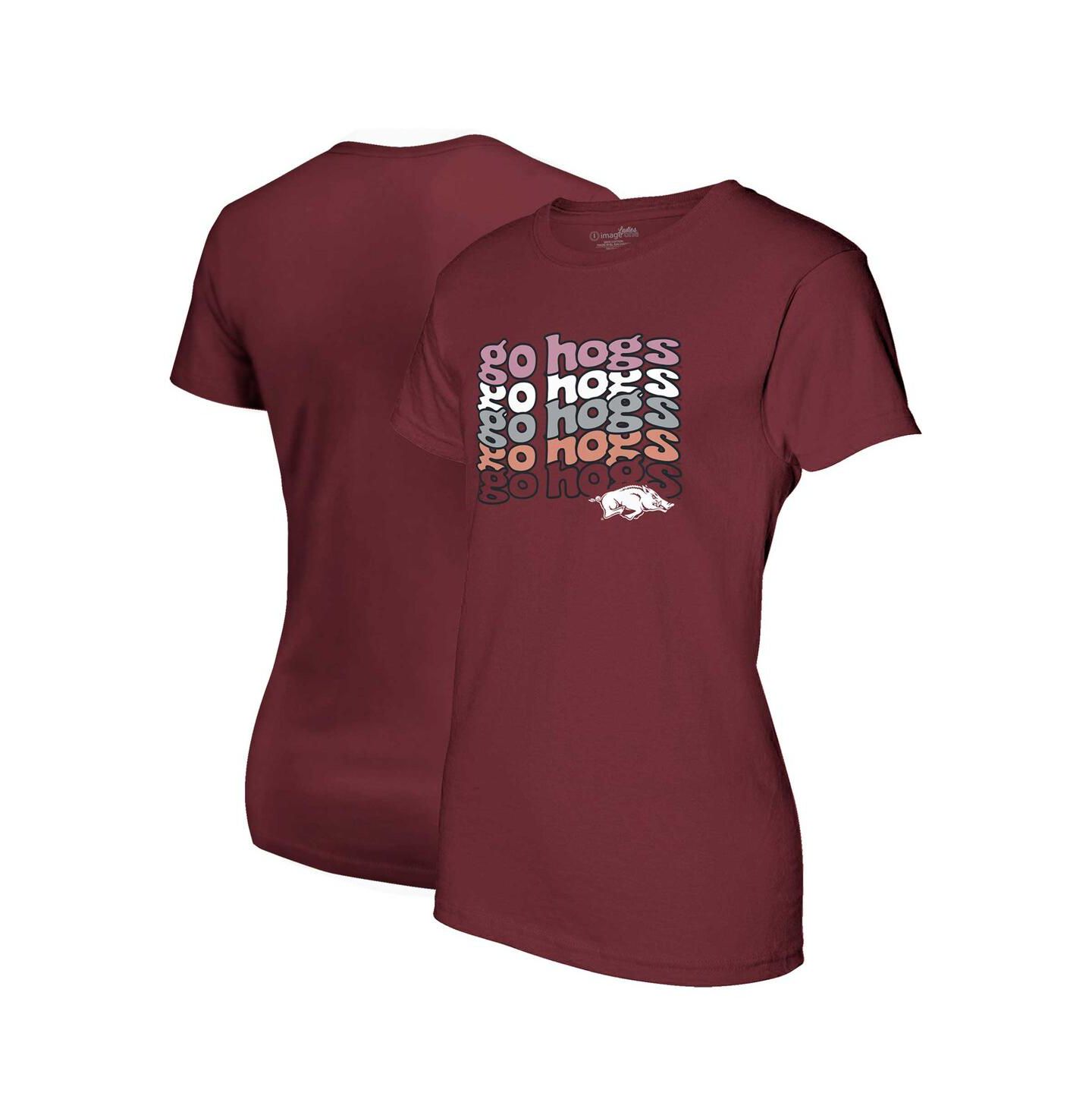 Женская футболка Image One Cardinal Arkansas Razorbacks Repeat Slogan Boyfriend — фото 1