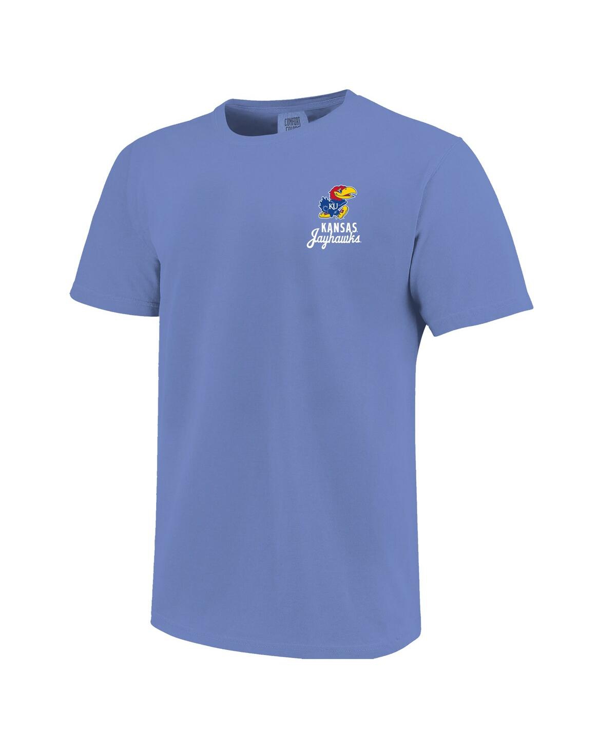 Image One Big Boys And Girls Royal Kansas Jayhawks Comfort Colors Mascot Overlay T-shirt In Blue