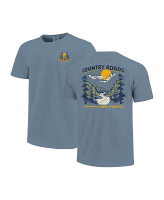 Image One - Men's and Women's Blue West Virginia Mountaineers Hyper Local Mountain Road T-Shirt