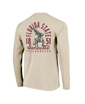 Men's Natural Florida State Seminoles Comfort Colors Mascot Overlay Long Sleeve T-Shirt