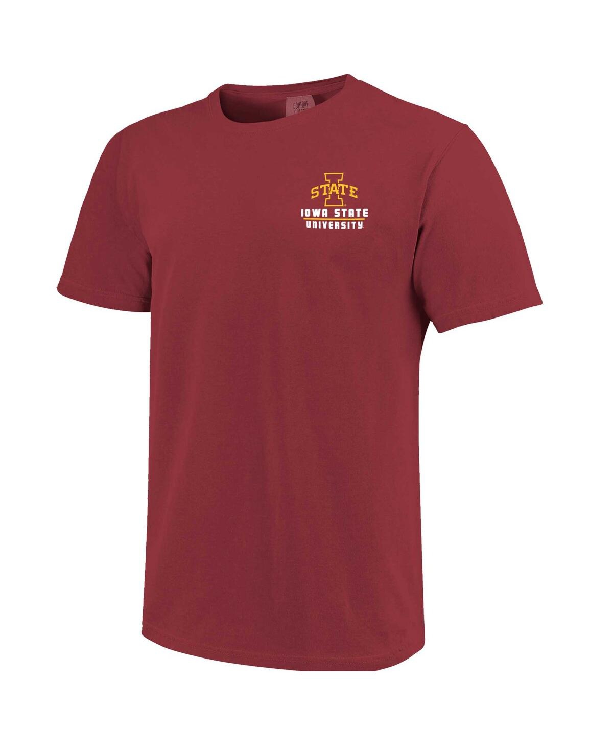 Image One Men's Cardinal Iowa State Cyclones Striped Campus Skyline T-shirt In Red