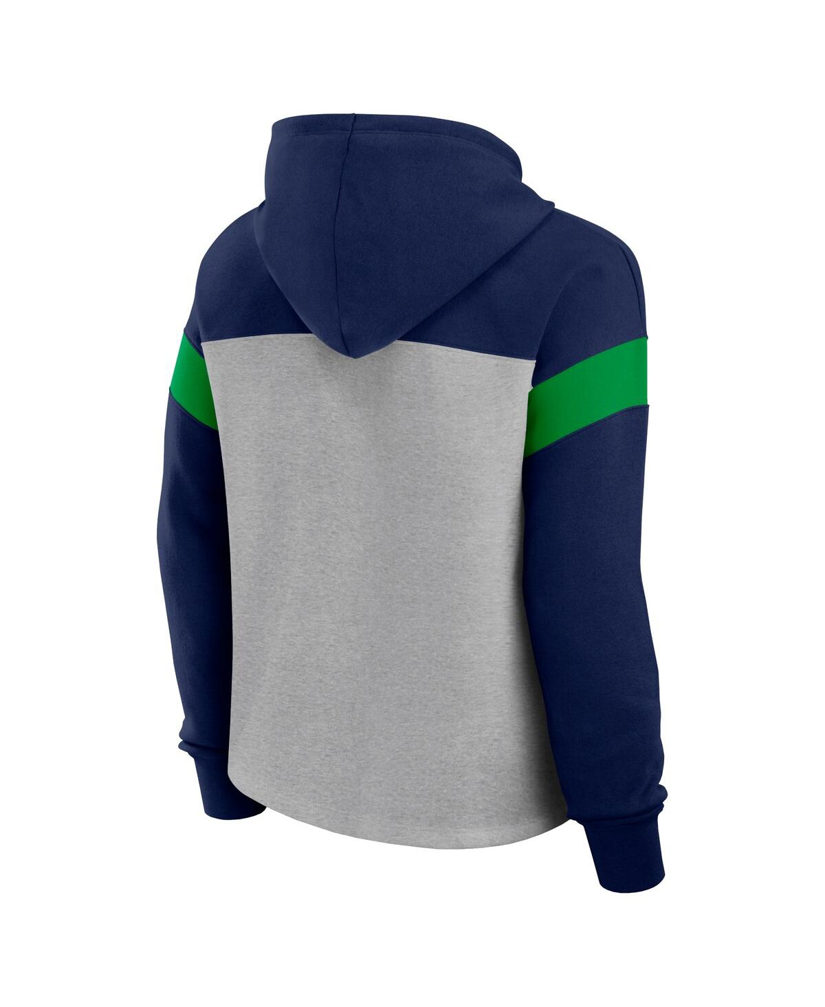 Fanatics Women's Heather Gray/college Navy Seattle Seahawks Bold Play Call Pullover Hoodie In Blue