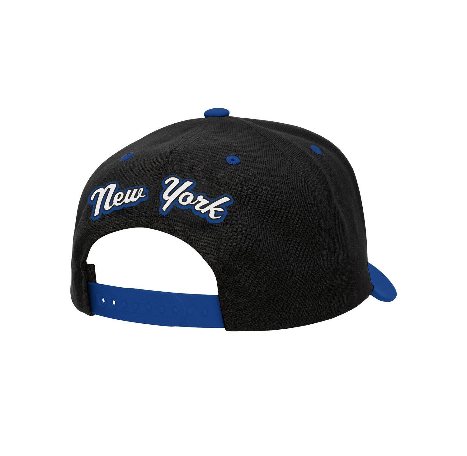 Men's Black/Blue New York Rangers Backside Script 2-Tone Pro Crown Adjustable Hat