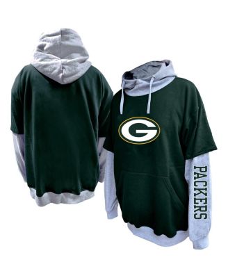 Profile - Men's Green/Heather Gray Green Bay Packers Big Tall Twofer Pullover Hoodie