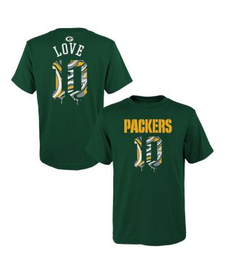 Outerstuff - Big Boys and Girls Love Green Green Bay Packers Mainliner Drip Player Name Number T-shirt