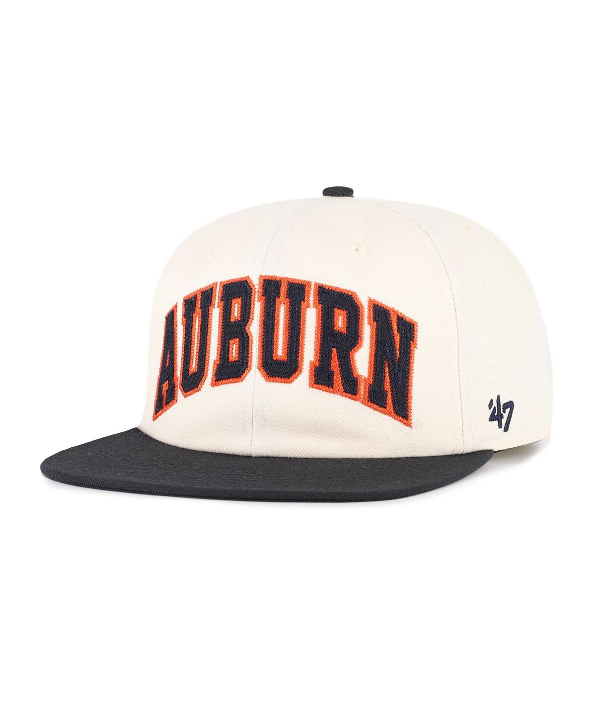47 Brand Men's And Women's Natural Auburn Tigers Crossover Off Hand Captain Adjustable Hat In White
