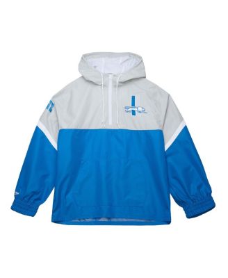 Men's Silver/Blue Detroit Lions Tie Breaker Vintage Logo Lightweight Anorak Half-Zip Windbreaker Jacket