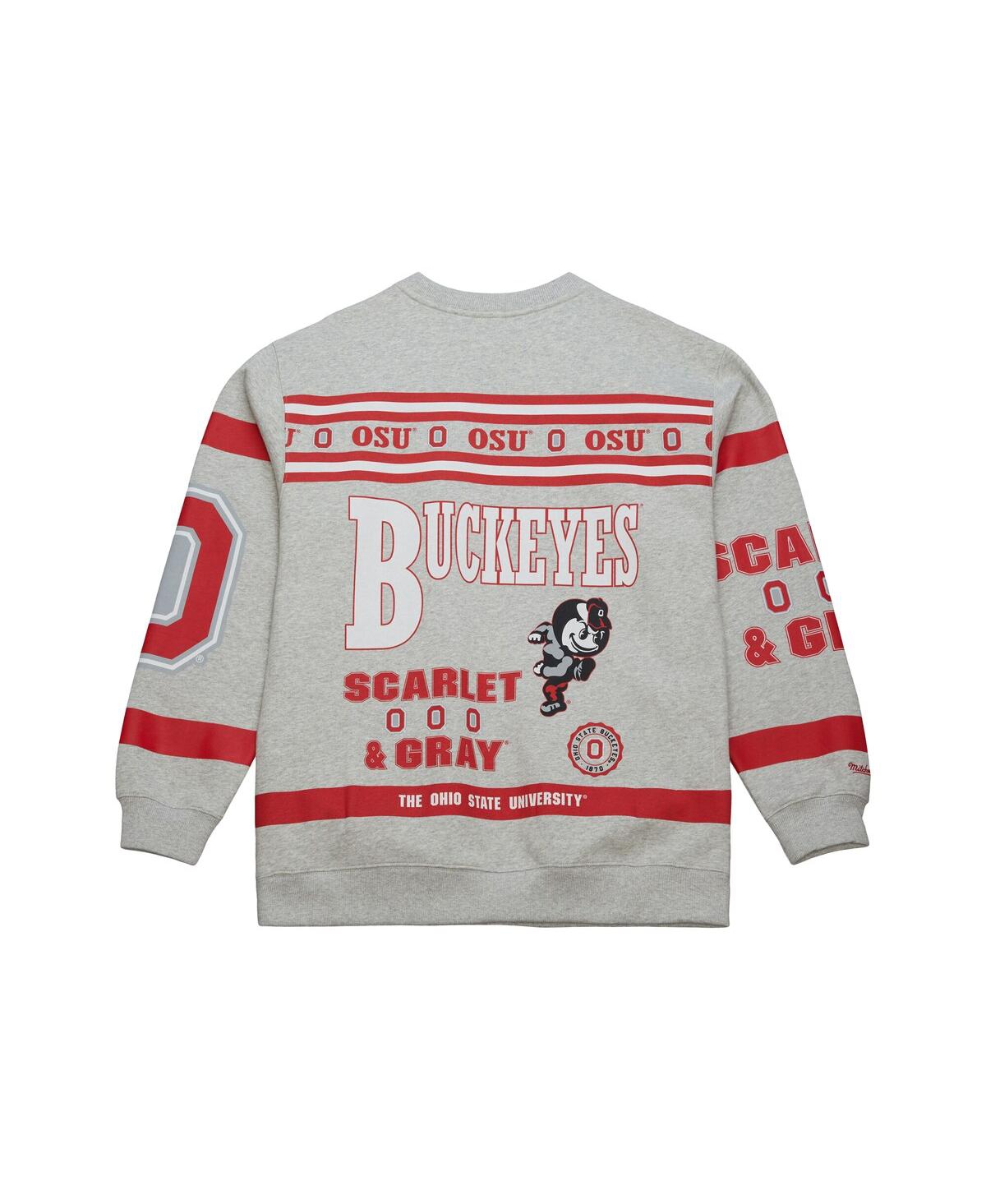 Mitchell & Ness Men's Gray Ohio State Buckeyes All Over Print Sweatshirt In Gray