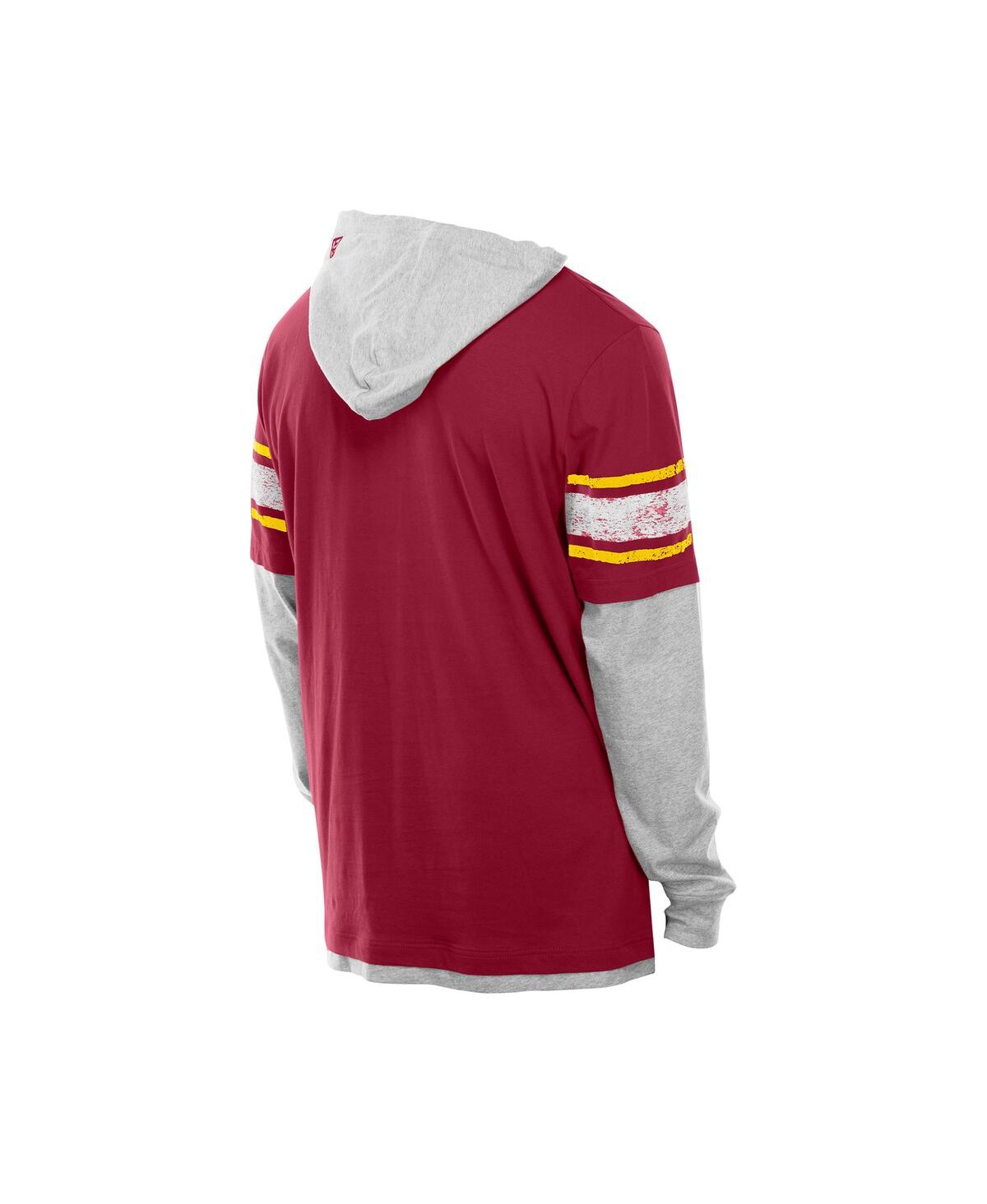 New Era Men's Burgundy Washington Commanders Twofer Layered Long Sleeve Hoodie T-shirt In Burgundy