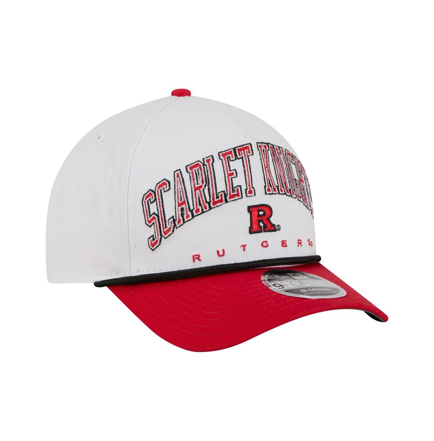 Мужская кепка New Era White/Scarlet Rutgers Scarlet Knights Arch Two-Tone Rope 9FORTY A-Frame M-Crown Adjustable Hat — фото 3