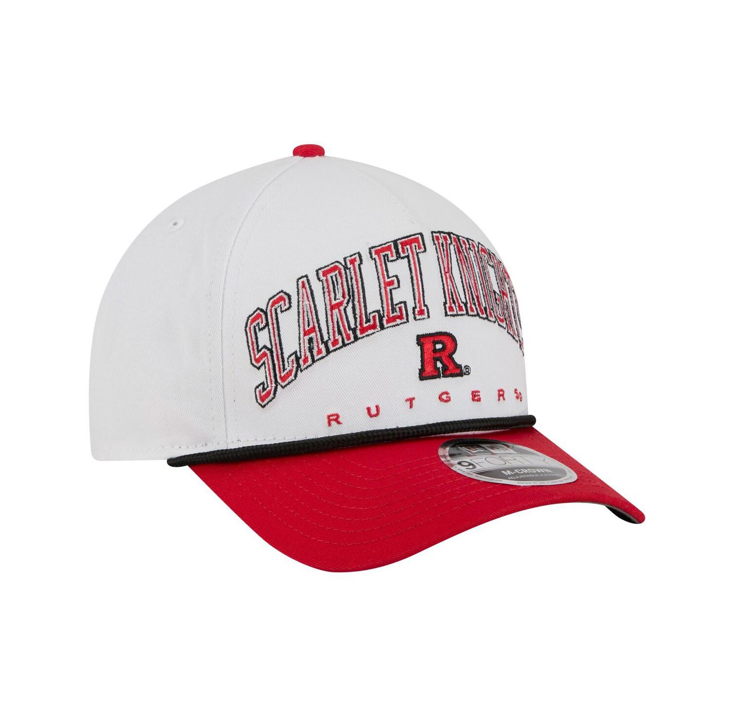 Men's White/Scarlet Rutgers Scarlet Knights Arch Two-Tone Rope 9FORTY A-Frame M-Crown Adjustable Hat