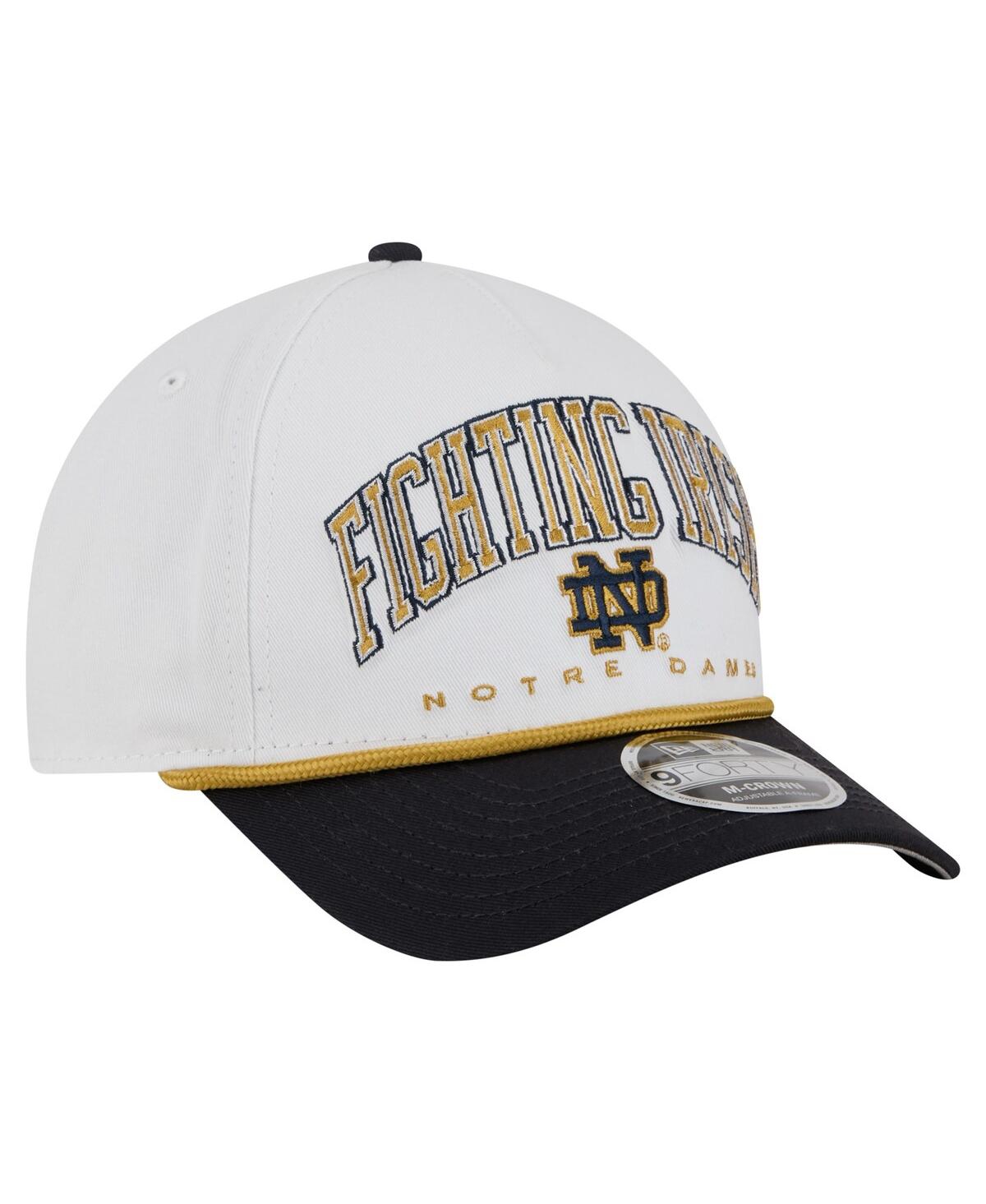 New Era Men's White/navy Notre Dame Fighting Irish Arch Two-tone Rope 9forty A-frame M-crown Adjustable Hat In White