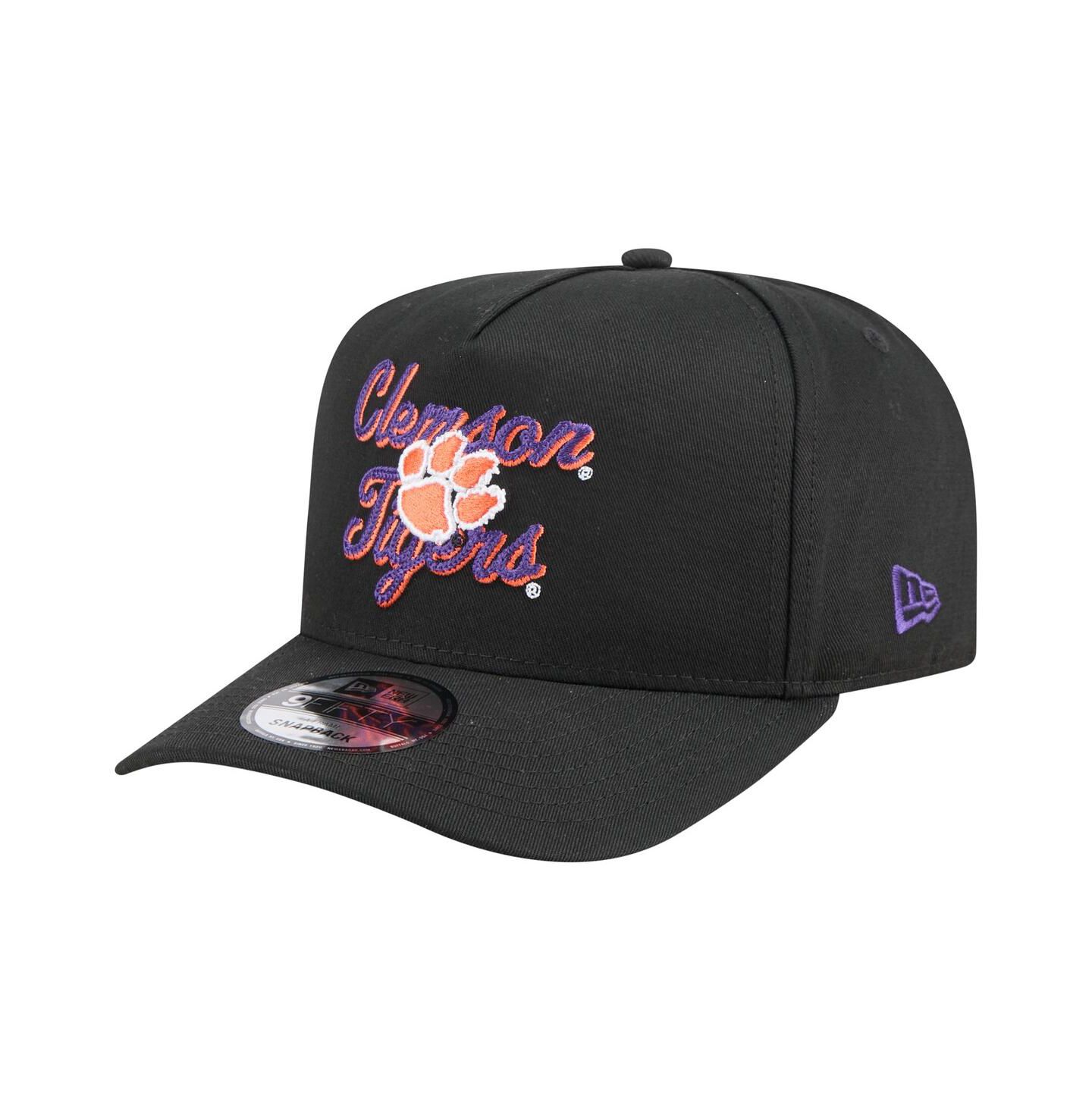 Мужская кепка New Era Black Clemson Tigers Vintage Chainstitch 9FIFTY A-Frame Snapback Hat — фото 1