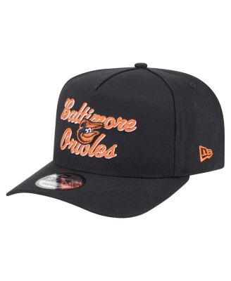 New Era - Men's Black Baltimore Orioles Chainstitch 9FIFTY A-Frame Snapback Hat