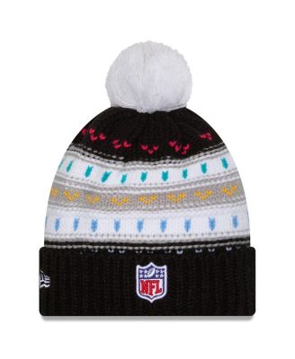 Women's Black Cincinnati Bengals 2025 NFL Crucial Catch Cuffed Knit with Pom Hat