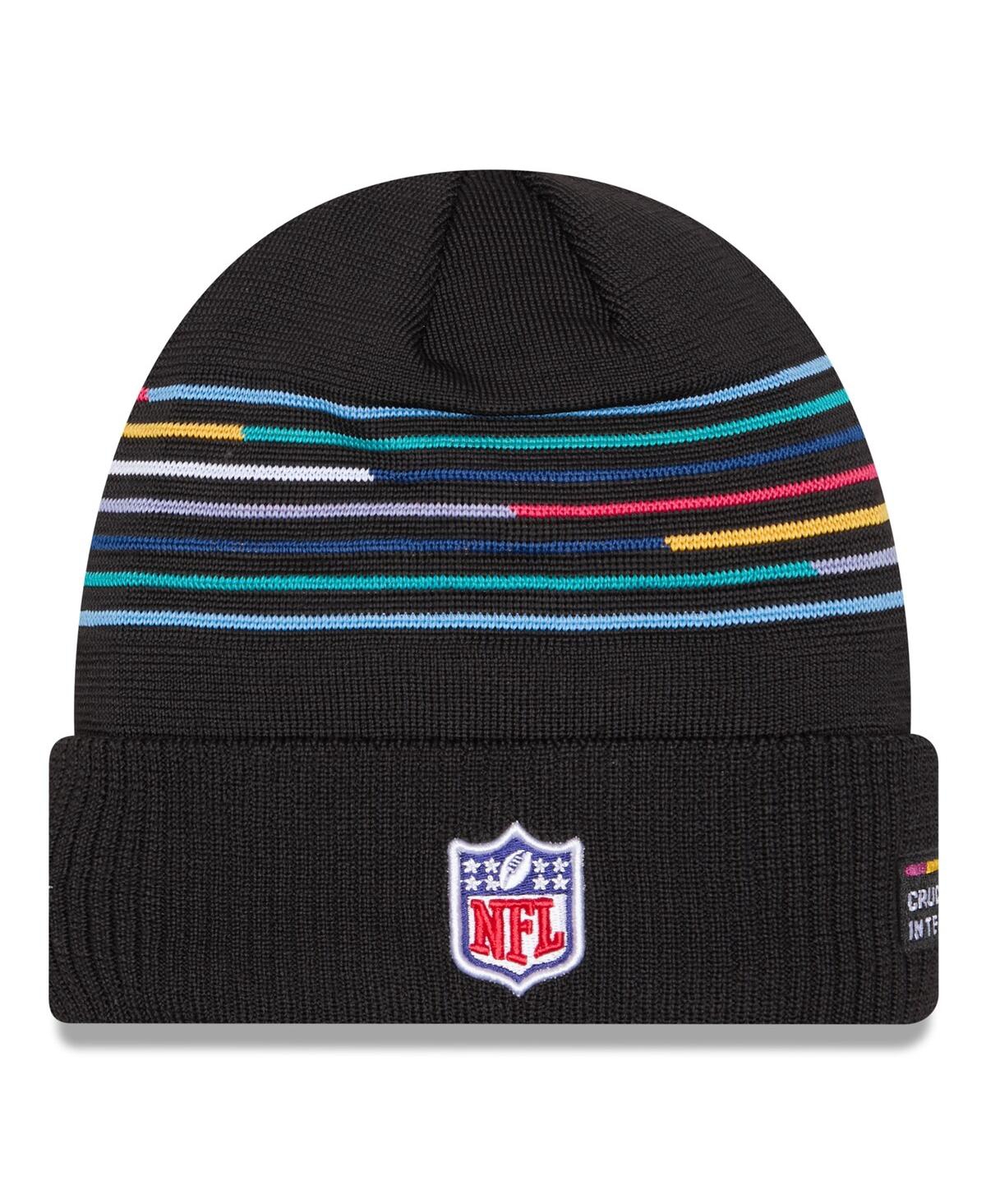 New Era Men's Black Shield Logo 2025 Nfl Crucial Catch Cuffed Knit Hat In Black