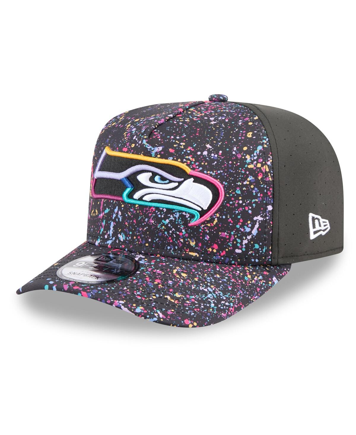 New Era Men's Black Seattle Seahawks 2025 Nfl Crucial Catch A-frame 9fifty Snapback Hat In Gray