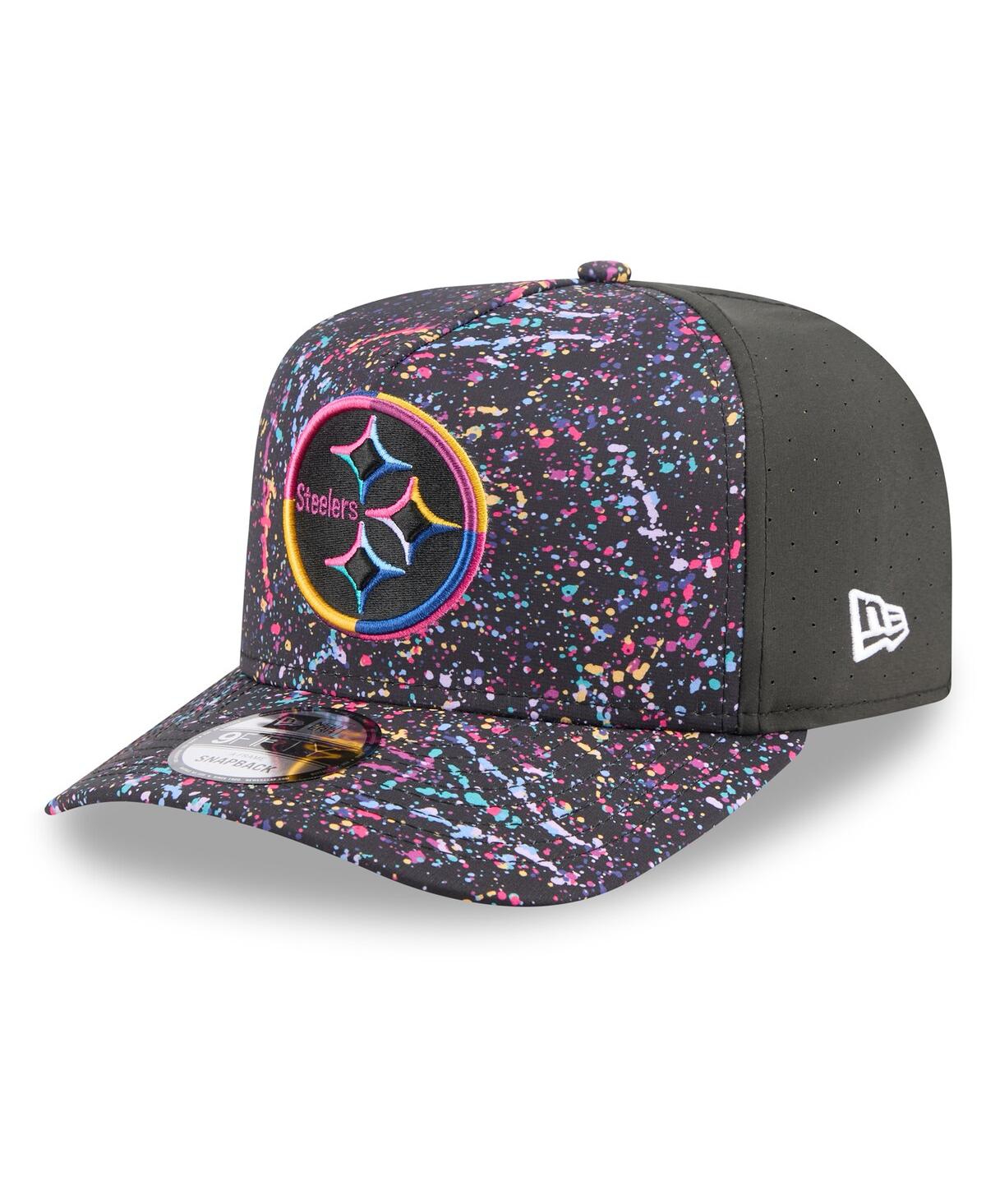 New Era Men's Black Pittsburgh Steelers 2025 Nfl Crucial Catch A-frame 9fifty Snapback Hat In Gray