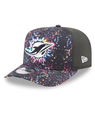 Men's Black Miami Dolphins 2025 NFL Crucial Catch A-Frame 9FIFTY Snapback Hat
