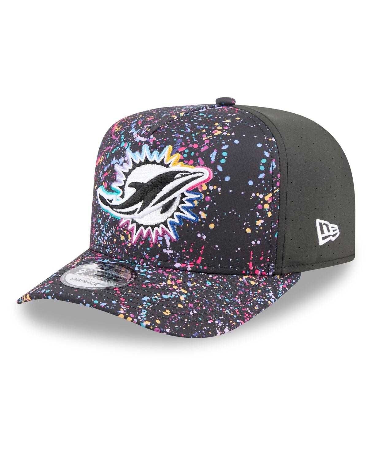 New Era Men's Black Miami Dolphins 2025 Nfl Crucial Catch A-frame 9fifty Snapback Hat In Black