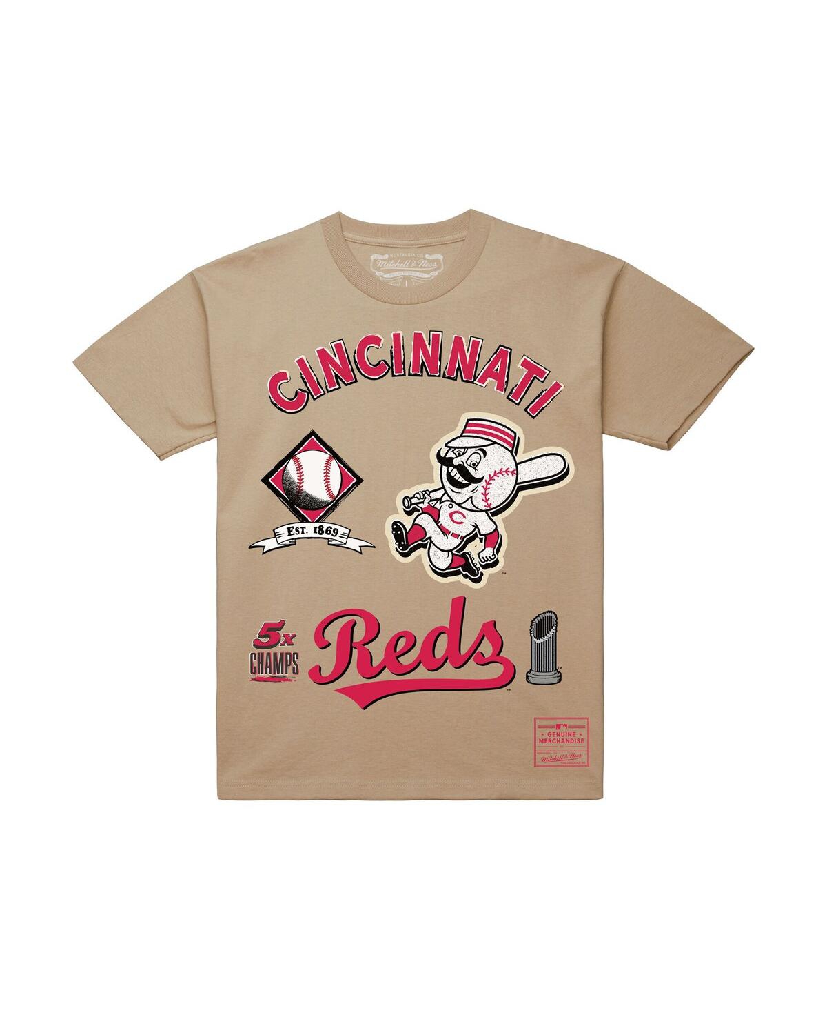 Mitchell & Ness Men's Cream Cincinnati Reds Legacy Defined T-shirt In Nude