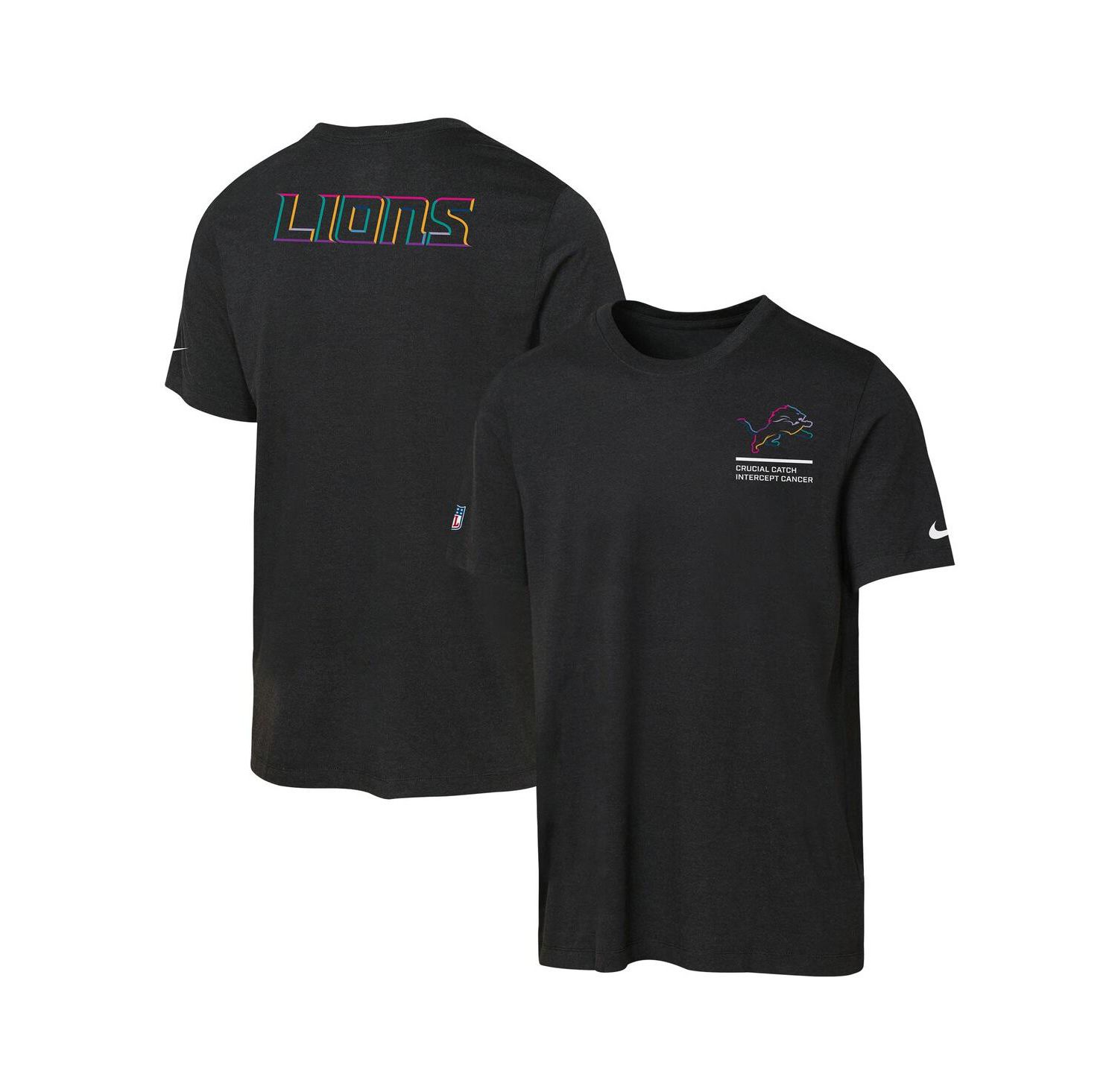 Big Boys and Girls Black Detroit Lions 2025 NFL Crucial Catch Tri-Blend Dri-FIT T-Shirt