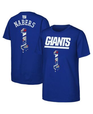 Outerstuff - Big Boys and Girls Malik Nabers Royal New York Giants Mainliner Drip Player Name Number T-shirt
