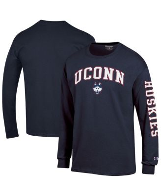 Champion - Men's Navy UConn Huskies Arch Over Logo 2-Hit Long Sleeve T-Shirt
