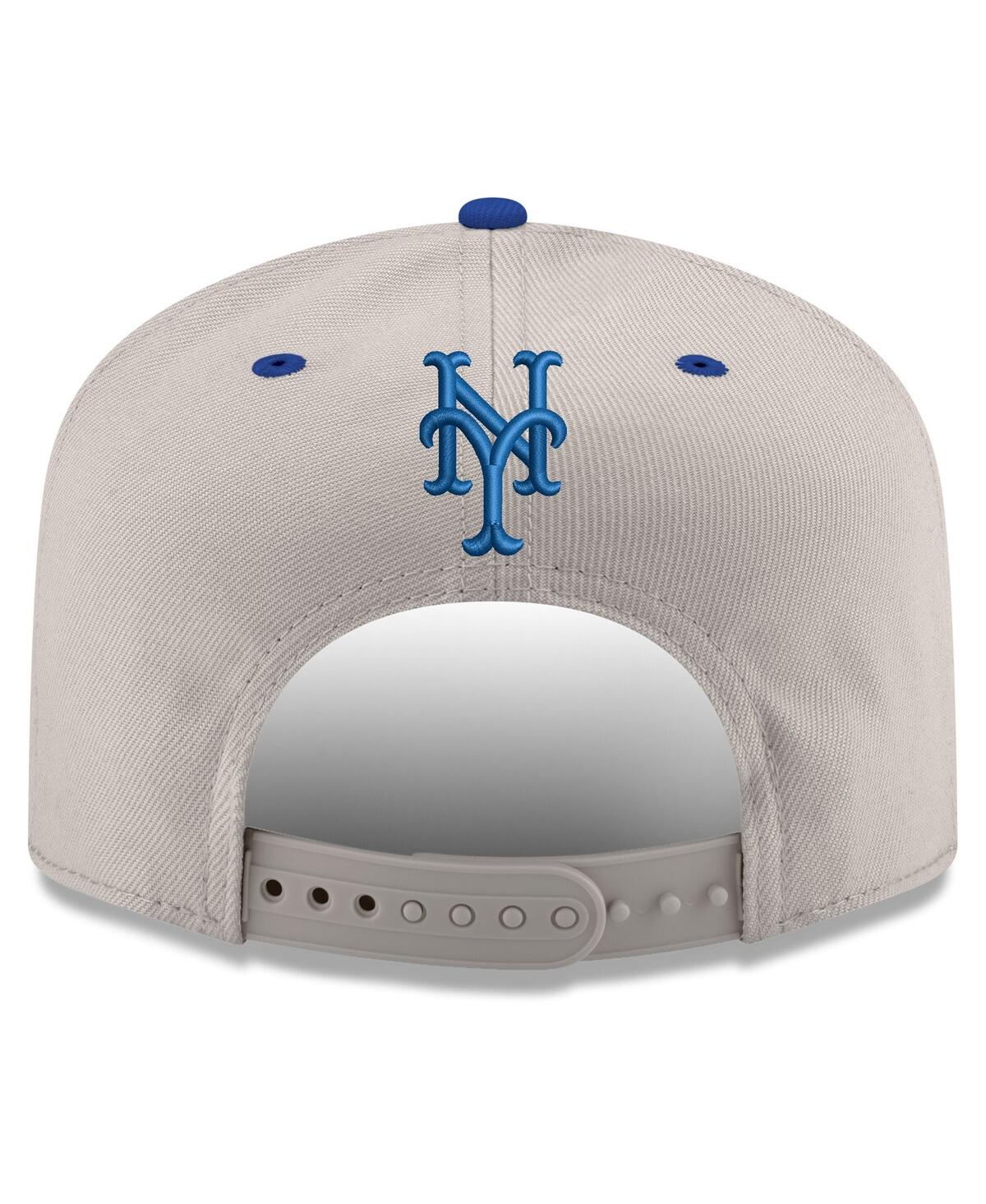 New Era Men's Cream/royal New York Mets Upside Down City Name A-frame 9fifty Snapback Hat In Gray