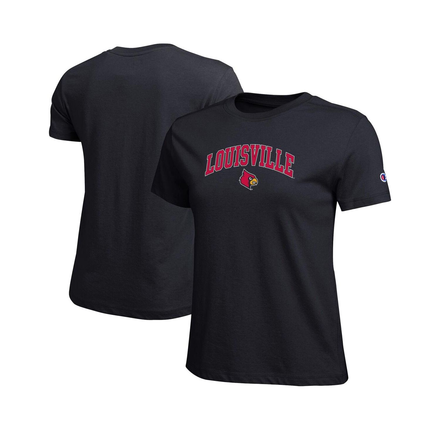 Women's Black Louisville Cardinals Arched Over Logo T-Shirt