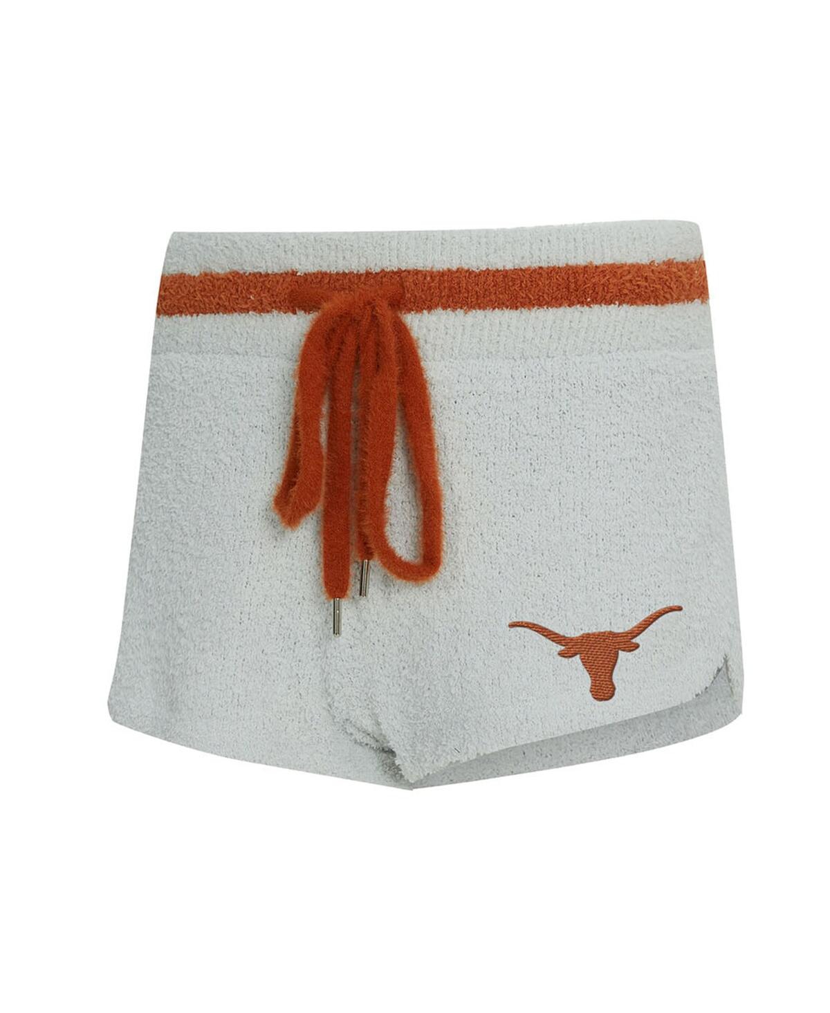 Concepts Sport Women's 2-piece Gray/orange Texas Longhorns Whitley Long Sleeve Hoodie Top And Shorts Set In White