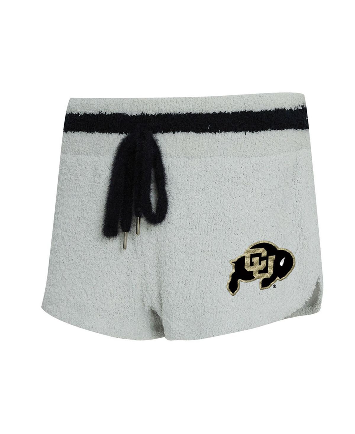 Concepts Sport Women's 2-piece Gray/black Colorado Buffaloes Whitley Long Sleeve Hoodie Top And Shorts Set In White