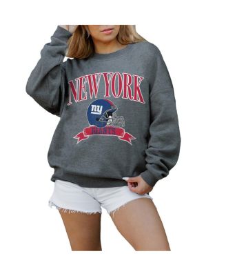 Gameday Couture - Women's Charcoal New York Giants Oversized Seal The Deal Premium Fleece Drop Shoulder Pullover Sweatshirt