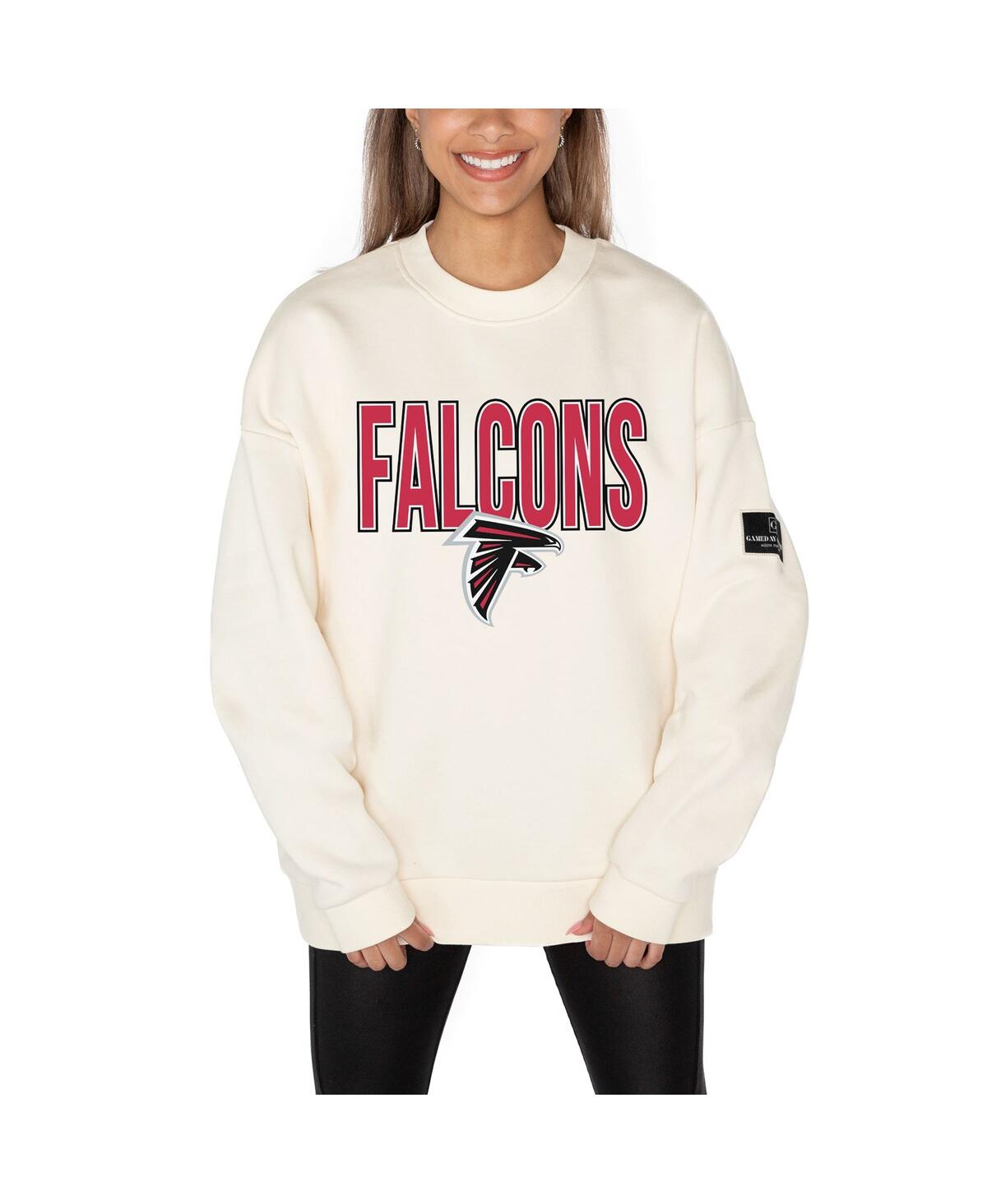 Gameday Couture Women's Cream Atlanta Falcons Premium Fleece Oversized Drop Shoulder Pullover Sweatshirt In White