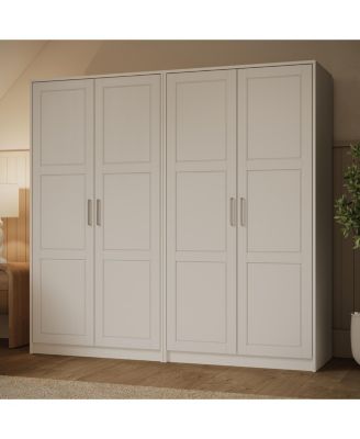 72" Solid Wood Urban 4-Door Wardrobe with Raised Panel Doors - Wardrobe