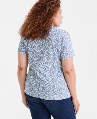 Plus Size Short-Sleeve Henley Top, Macy's Exclusive  