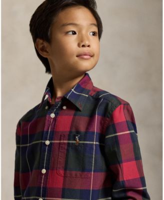 Boys' 8-20 Plaid Cotton Oxford Shirt