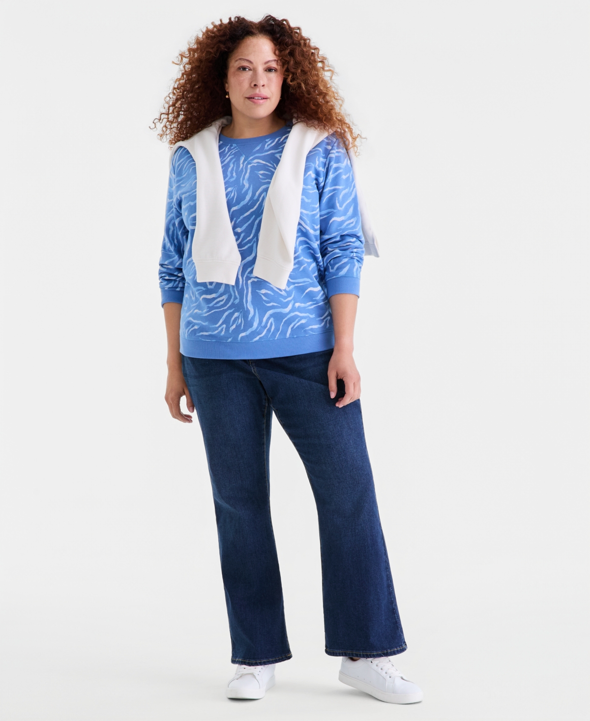 Style & Co Plus Zebra Brush Crewneck Sweatshirt, Macy's Exclusive