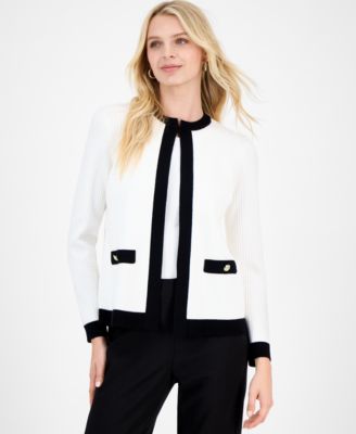 Women's Waffle-Knit Kissing-Front Jacket, Regular & Petite